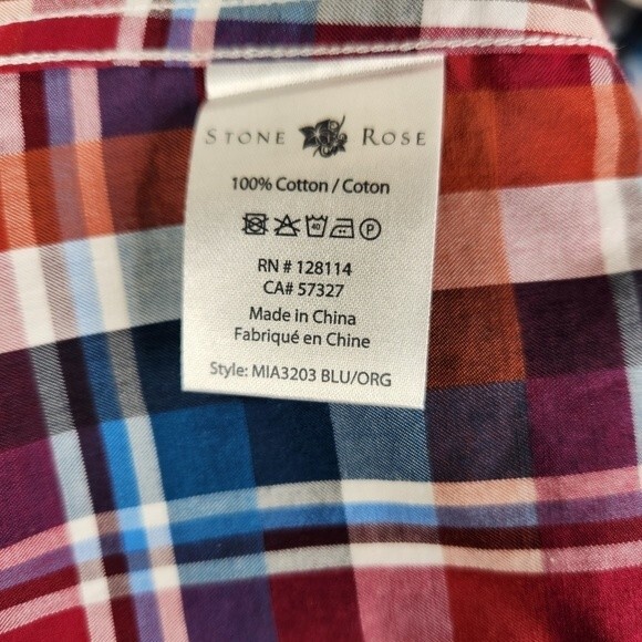 Stone Rose Men's Red Rivet Collection Long Sleeve Plaid Button Down Size 3/M - Picture 7 of 7